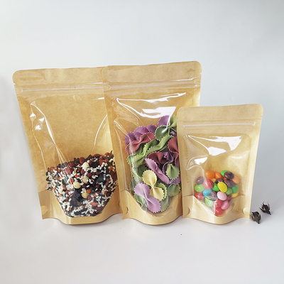Buy Biodegradable Eco Friendly Resealable Kraft Bags With Window Moisture Proof Heat Seal Zipper Top online manufacture