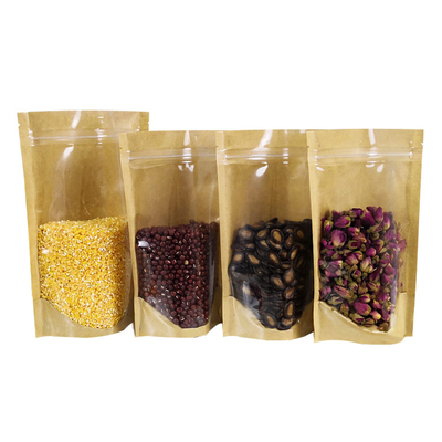 Buy Moisture Proof Digital Printing Zipper Kraft Paper Stand Up Pouch For Dry Food Snacks Candy Bean Packaging online manufacture