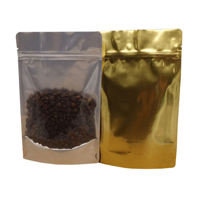 Buy Aluminium Foil Backed Resealable Zipper Stand Up Pouch Heat Sealer Customisable Front Clear online manufacture
