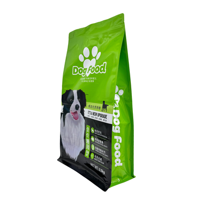 2.5kg Custom Design Fresh Keeping Heavy Duty Aluminium Foil Lined Flat Box Bottom Resealable Dog Food Bags with Zipper