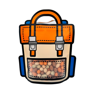 Schoolbag Custom Shaped Pouches Plastic With Matte Clear Window For Storage Candies Sweet Treats