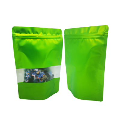 Fresh Green Design Foil Liner Odor Proof Matte Surface Window Pouches Reusable Ziplock Bags for Food Storage