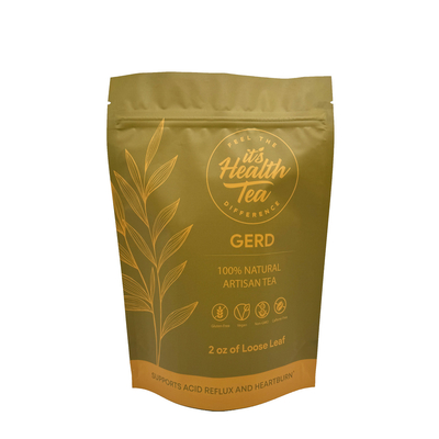 2 oz Custom Printed Design Aluminized Stand Up Resealable Tea Bags for Loose Leaf Tea Packaging