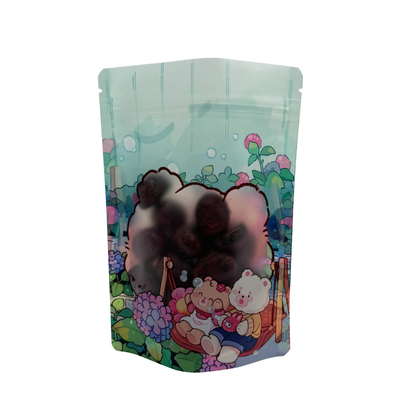 Pre made Custom Plastic Stand Up Barrier Pouches with Clear Window and Zipper for Nuts Candies Cakes Food