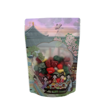 Chinese Classical Style Plastic Stand Up Pouches With Clear Window And Zipper For Food