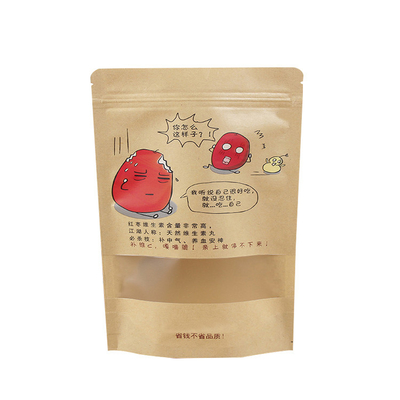 Brown Stand Up Pouch With Window With Zipper For Chinese Dates Dry Fruits  Snacks Packaging