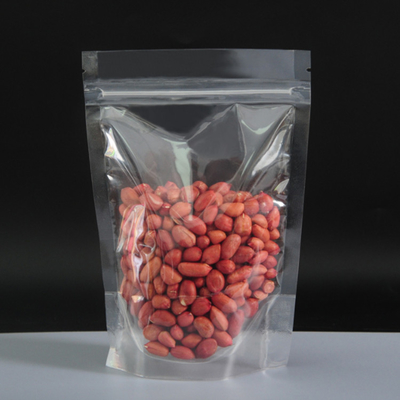 Customized Transparent Zipper Top Stand Up Pouches with Tear Notch for Food Packaging