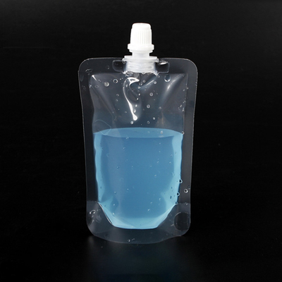 Customizable Supermarket Transparent Stand Up Spouted Pouches with Lid for Drinks Packaging