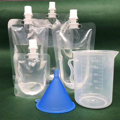 Customizable Transparent Clear Stand Up Spout Pouches for Milk, Juice, Beverages, Coffee Packaging