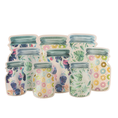 Personalized Jar Bottle Shaped Standup Food Grade Plastic Pouch with Zipper