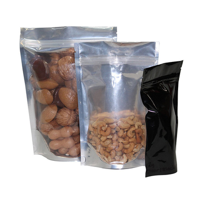 Customizable Blank Front Clear Aluminium Foil Stand Up Pouch Ziplock Bags For Food