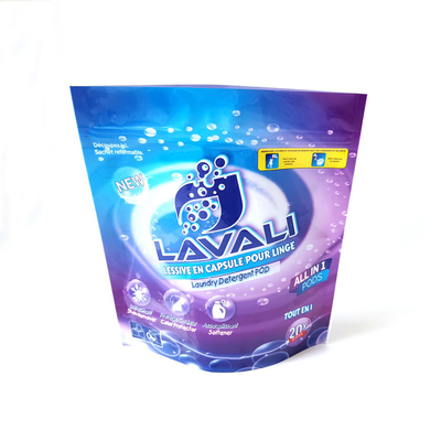 Custom Eco Friendly EVOH PE Fully Recyclable Stand Up Pouches With Ziplock For Laundry Detergent Pods Packaging