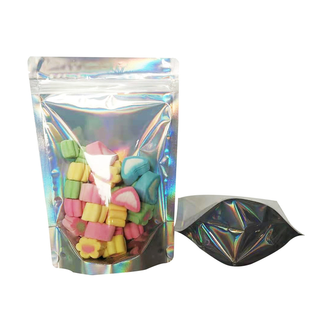 Food Grade Holographic Stand Up Pouches for Food Packaging with Zipper 0